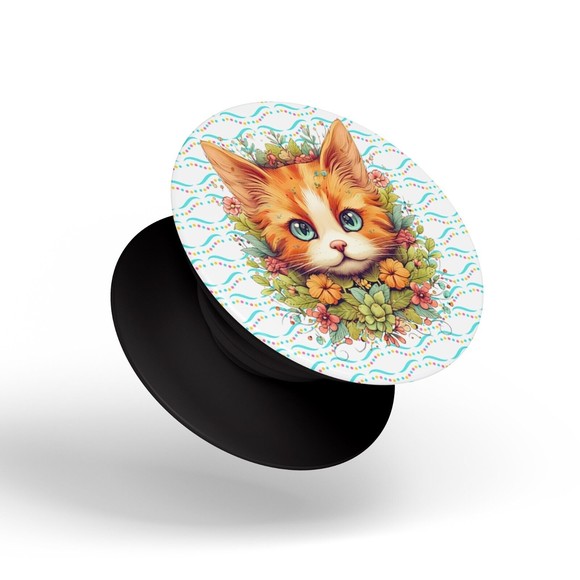 Pop Sockets for Phone Floral Kitty Cat Watercolor Grip & Stand Swappable Design - Picture 2 of 8